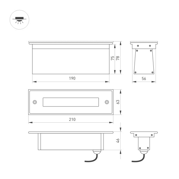 картинка Уличный встраиваемый светильник светодиодный LTD-LINE-TILT-S210-8W Warm3000 (SL, 120 deg, 230V) (Arlight, IP67 Металл, 3 года) 024944 от магазина BTSvet