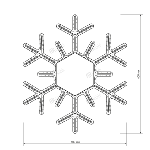 картинка Световая фигура светодиодная ARD-SNOWFLAKE-M5-600x600-216LED White (230V, 15W) (Ardecoled, IP65) 025308 от магазина BTSvet