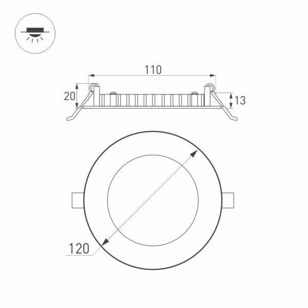 картинка Светильник встраиваемый LED DL-120M-9W White (Arlight, IP40 Металл, 3 года) 020105 от магазина BTSvet