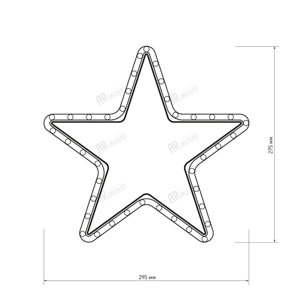 картинка Световая фигура светодиодная ARD-STAR-M1-295x275-36LED Warm (230V, 2.5W) (Ardecoled, IP65) 025312 от магазина BTSvet