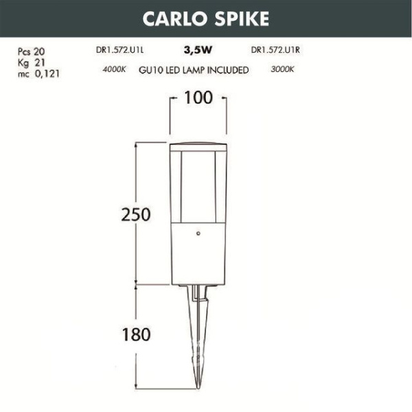 картинка Грунтовый светильник Carlo Spike DR1.572.000.WXU1L от магазина BTSvet