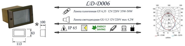 картинка Встраиваемый светильник уличный LD-D006 от магазина BTSvet