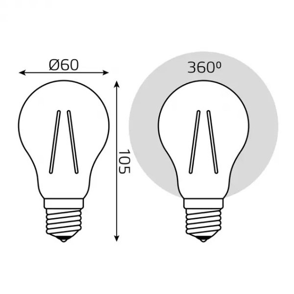 картинка Лампочка LED Filament A60 E27 6W 2700К 1/10/40 102802106 от магазина BTSvet