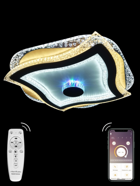 картинка Потолочный светильник светодиодный с пультом и возможностью управления смартфоном с ночником и таймером LED LAMPS 81067 RGB от магазина BTSvet