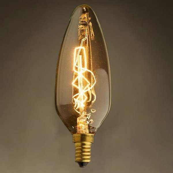 картинка Ретро лампочка накаливания Эдисона свеча E14 40W 2400-2800K 3540-G от магазина BTSvet