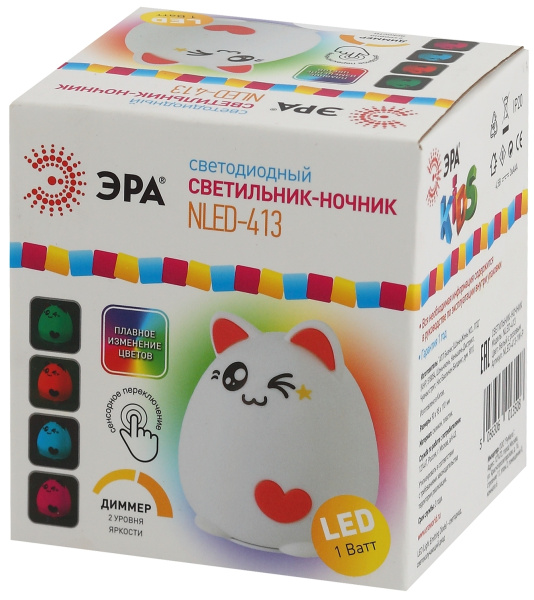 картинка Ночник светодиодный для детской с диммером и выключателем NLED-413-1W-P от магазина BTSvet
