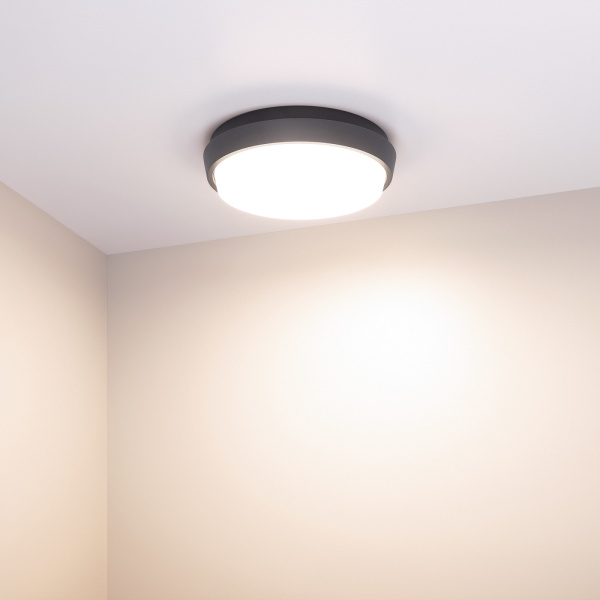 картинка Уличный потолочный светильник светодиодный защищенный LGD-GIRO-R175-10W Day4000 (GR, 110 deg, 230V) (Arlight, IP54 Металл, 3 года) 032421 от магазина BTSvet