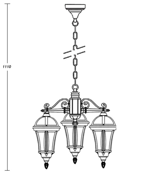 картинка Уличный подвесной светильник 95270/3L Gb от магазина BTSvet
