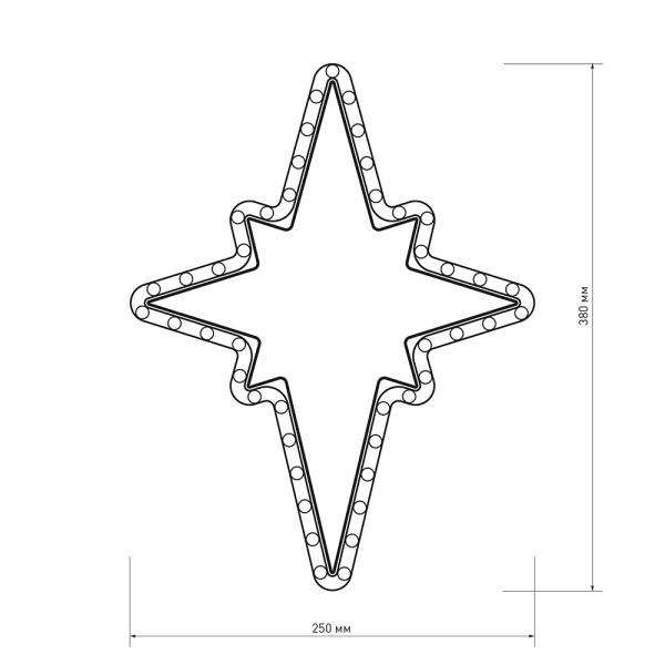 картинка Световая фигура светодиодная ARD-STAR-M3-380x250-36LED Warm (230V, 2.5W) (Ardecoled, IP65) 025314 от магазина BTSvet