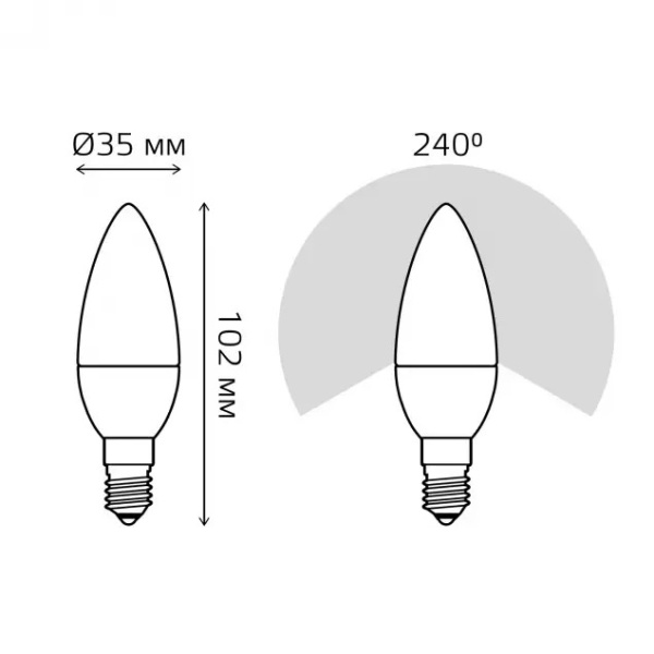 картинка Лампочка светодиодная свеча E14 6W 2700K 540lm 33116 от магазина BTSvet
