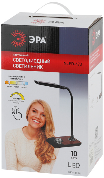 картинка Офисная настольная лампа светодиодная с диммером и выключателем регулировкой цветовой температуры и яркости NLED-473-10W-BK от магазина BTSvet