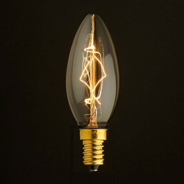 картинка Ретро лампочка накаливания Эдисона свеча E14 60W 2400-2800K 3560 от магазина BTSvet