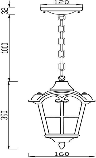 картинка Уличный светильник подвесной Albion O413PL-01GB IP44 от магазина BTSvet