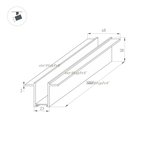 картинка Трек встраиваемый (шинопровод) MAG-TRACK-2538-F-3000 (BK) (Arlight, IP20 Металл, 3 года) 033245 от магазина BTSvet