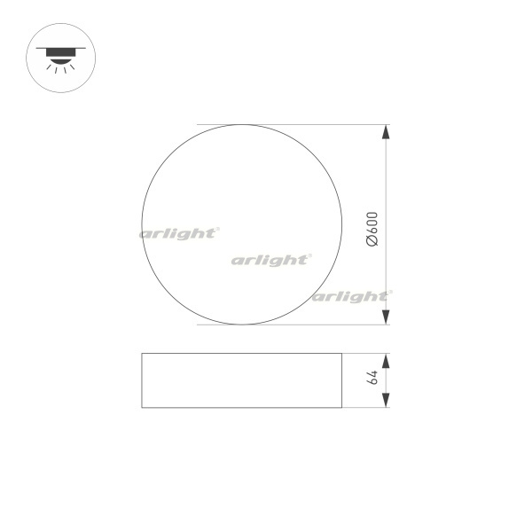 картинка Потолочный светильник LED круглый SP-RONDO-R600-60W Warm3000 (BK, 120 deg, 230V) (Arlight, IP40 Металл, 3 года) 034824 от магазина BTSvet