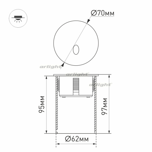 картинка Фасадный светильник светодиодный LT-GAP-R70-3W Warm3000 (BK, 30deg, 230V) (Arlight, IP65 Металл, 3 года) 031166 от магазина BTSvet