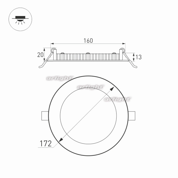 картинка Светильник встраиваемый LED DL-172M-15W Day White (Arlight, IP40 Металл, 3 года) 020112 от магазина BTSvet