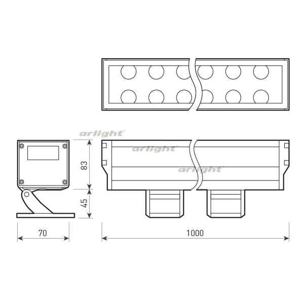 картинка Светодиодный прожектор AR-LINE-1000XL-54W-230V White (Grey, 30 deg) (Arlight, Закрытый) 026098 от магазина BTSvet