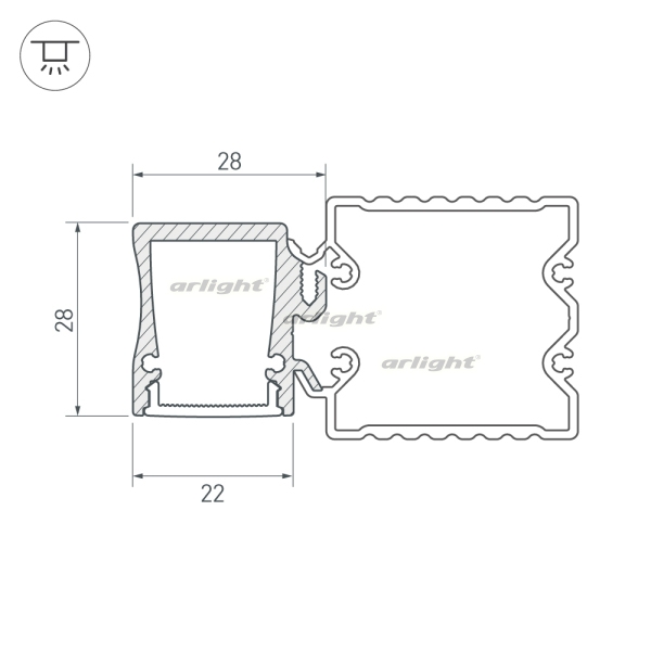 картинка Профиль с экраном ALU-BASE-WH28-2000 ANOD+FROST (Arlight, Металл) 015460 от магазина BTSvet