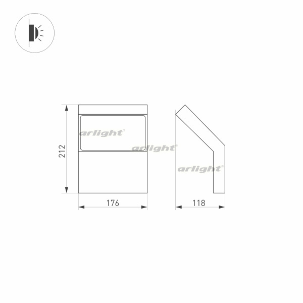 картинка Фасадный светильник светодиодный LGD-ECRAN-WALL-9W Warm3000 (GR, 108 deg, 230V) (Arlight, IP65 Металл, 3 года) 029989 от магазина BTSvet