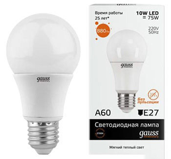 Лампочка светодиодная груша E27 10W 2700K 880lm 23210