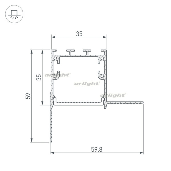 картинка Профиль с экраном SL-LINIA32-FANTOM-EDGE-2500 ANOD+FROST (Arlight, Алюминий) 031375 от магазина BTSvet