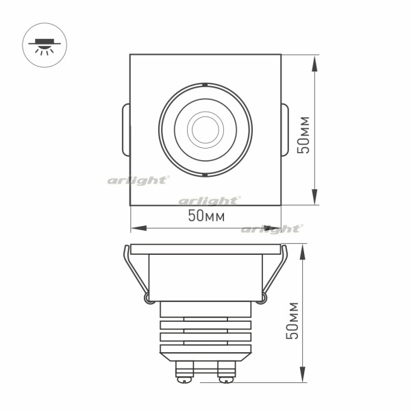 картинка Светодиодный светильник мебельный LTM-S50x50WH 5W Warm White 25deg (Arlight, IP40 Металл, 3 года) 020759 от магазина BTSvet