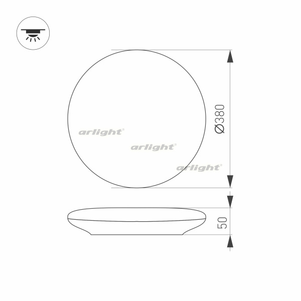 картинка Потолочный светильник LED круглый CL-FRISBEE-DIM-R380-25W Day4000-MIX (WH, 180 deg, 230V) (Arlight, IP54 Пластик, 3 года) 030112 от магазина BTSvet