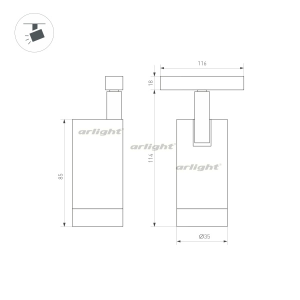 картинка Трековый светильник светодиодный MAG-ORIENT-SPOT-R35-6W Day4000 (BK, 24 deg, 48V, DALI) (Arlight, IP20 Металл, 3 года) 033622 от магазина BTSvet