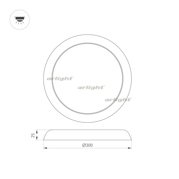 картинка Светильник встраиваемый LED CL-FIOKK-R300-25W Day4000-MIX (WH, 120 deg, 230V) (Arlight, IP44 Пластик, 3 года) 034467 от магазина BTSvet