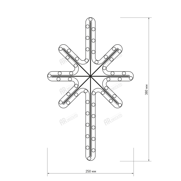 картинка Световая фигура светодиодная ARD-STAR-M2-380x250-36LED Warm (230V, 2.5W) (Ardecoled, IP65) 025313 от магазина BTSvet