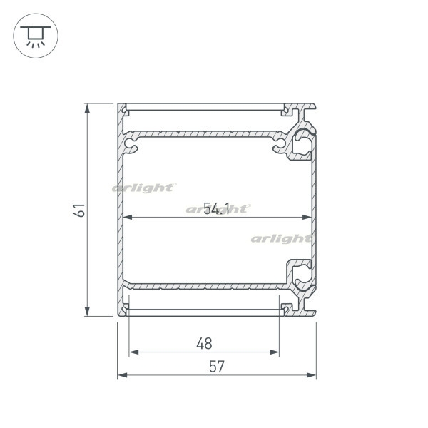 картинка Профиль BOX57-DUAL-2000 ANOD (Arlight, Алюминий) 017359 от магазина BTSvet