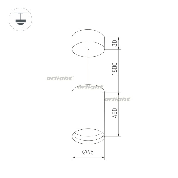 картинка Корпус SP-POLO-HANG-LONG450-R65 (BK, 1-3, 200mA) (Arlight, IP20 Металл, 3 года) 024443 от магазина BTSvet