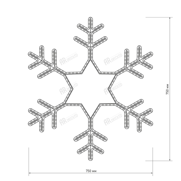 картинка Световая фигура светодиодная ARD-SNOWFLAKE-M4-750x750-324LED White (230V, 18W) (Ardecoled, IP65) 025307 от магазина BTSvet