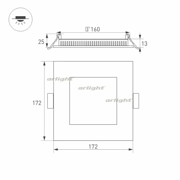 картинка Светильник встраиваемый LED DL-172x172M-15W Day White (Arlight, IP40 Металл, 3 года) 020132 от магазина BTSvet