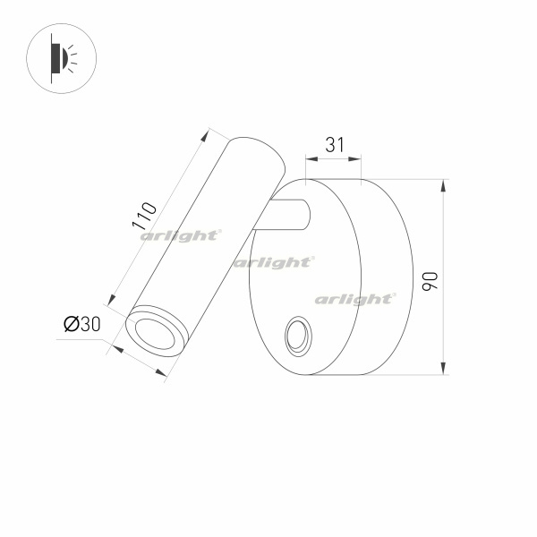 картинка LED спот SP-BED-R90-3W Warm3000 (WH, 20 deg, 230V) (Arlight, IP20 Металл, 3 года) 031393 от магазина BTSvet