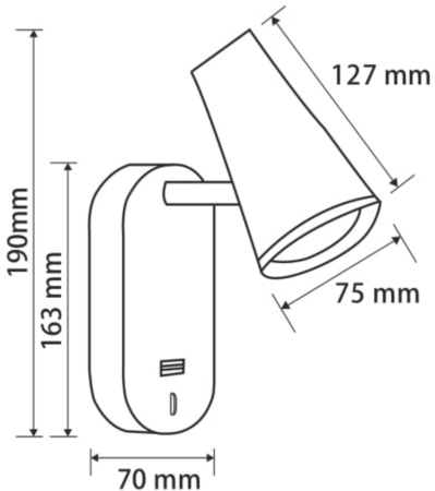 картинка Спот светодиодный с выключателем и USB-портом PointTwo FR10002WL-L6B от магазина BTSvet