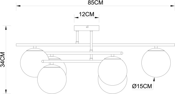 картинка Потолочная люстра на штанге Alcor A2224PL-6BK от магазина BTSvet
