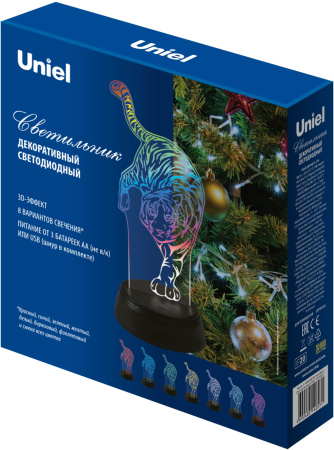картинка Световая фигура светодиодная с выключателем ULI-M506 RGB/3AA TIGER/BLACK от магазина BTSvet