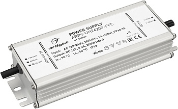 Блок питания ARPV-UH24200-PFC (24V, 8.3A, 200W) (Arlight, IP67 Металл, 7 лет) 028086