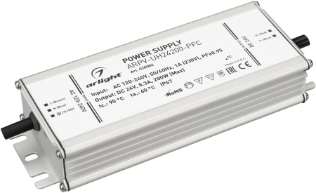 Блок питания ARPV-UH24200-PFC (24V, 8.3A, 200W) (Arlight, IP67 Металл, 7 лет) 028086