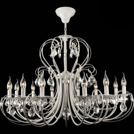 картинка Подвесная люстра 3305/12 белый с золотом/прозрачный хрусталь Strotskis от магазина BTSvet