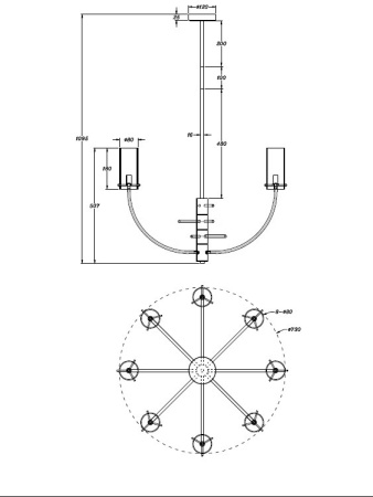 картинка Потолочная люстра Arco MOD223PL-08BS от магазина BTSvet