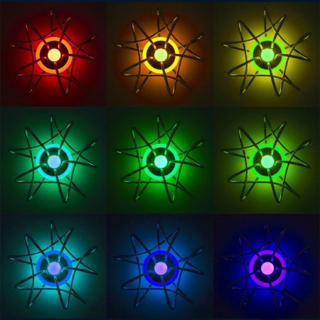 картинка Потолочная люстра светодиодная с пультом управлением смартфоном и голосом регулировкой цветовой температуры и яркости Джемини Смарт CL229A151E RGB от магазина BTSvet