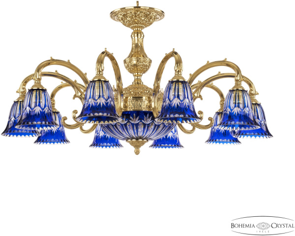 Подвесная люстра хрустальная 72209P/10/250 G P2 D Clear-Blue/H-1I