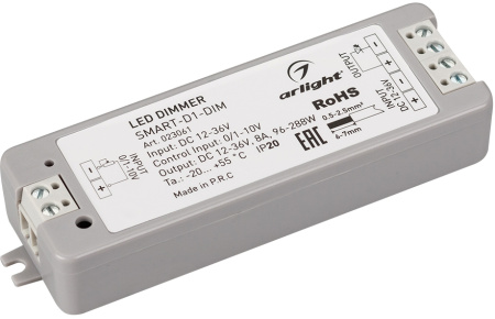 Диммер SMART-D1-DIM (12-36V, 0/1-10V) (Arlight, IP20 Пластик, 5 лет) 023061