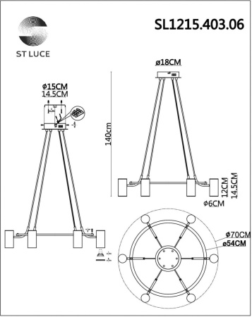 картинка Подвесной светильник ST Luce Talia SL1215.403.06 от магазина BTSvet