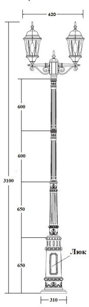 картинка Наземный фонарь ASTORIA 2M 91410MA/E7 Bl овал от магазина BTSvet