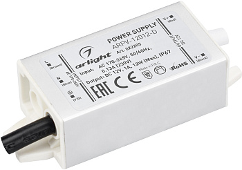 Блок питания ARPV-12012-D (12V, 1.0A, 12W) (Arlight, IP67 Металл, 3 года) 022205
