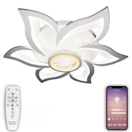 Потолочная люстра светодиодная с пультом и управлением смартфоном регулировкой цветовой температуры и яркости ночным режимом и таймером HIGH-TECH LED LAMPS 82020